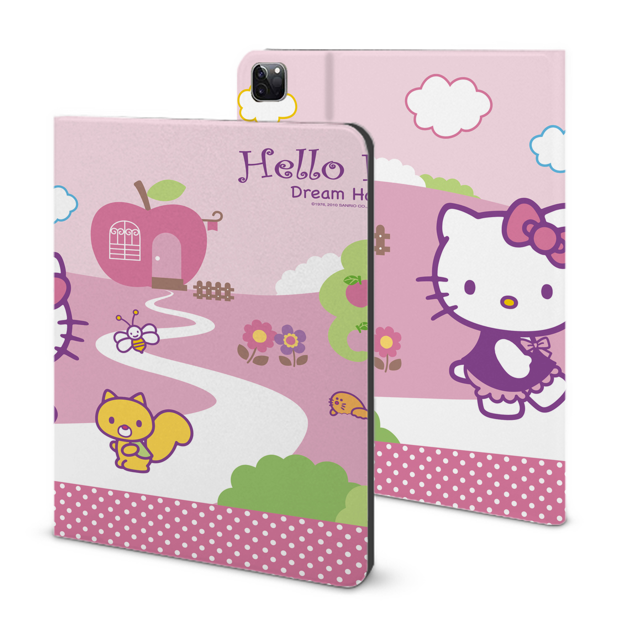 （画像用） Hello Kitty ハローキティ IPad ケース ブック型 PUレザー TPU 耐衝撃 軽量 薄型 ペン収納なし 全面保護 IPad 各モデル対応